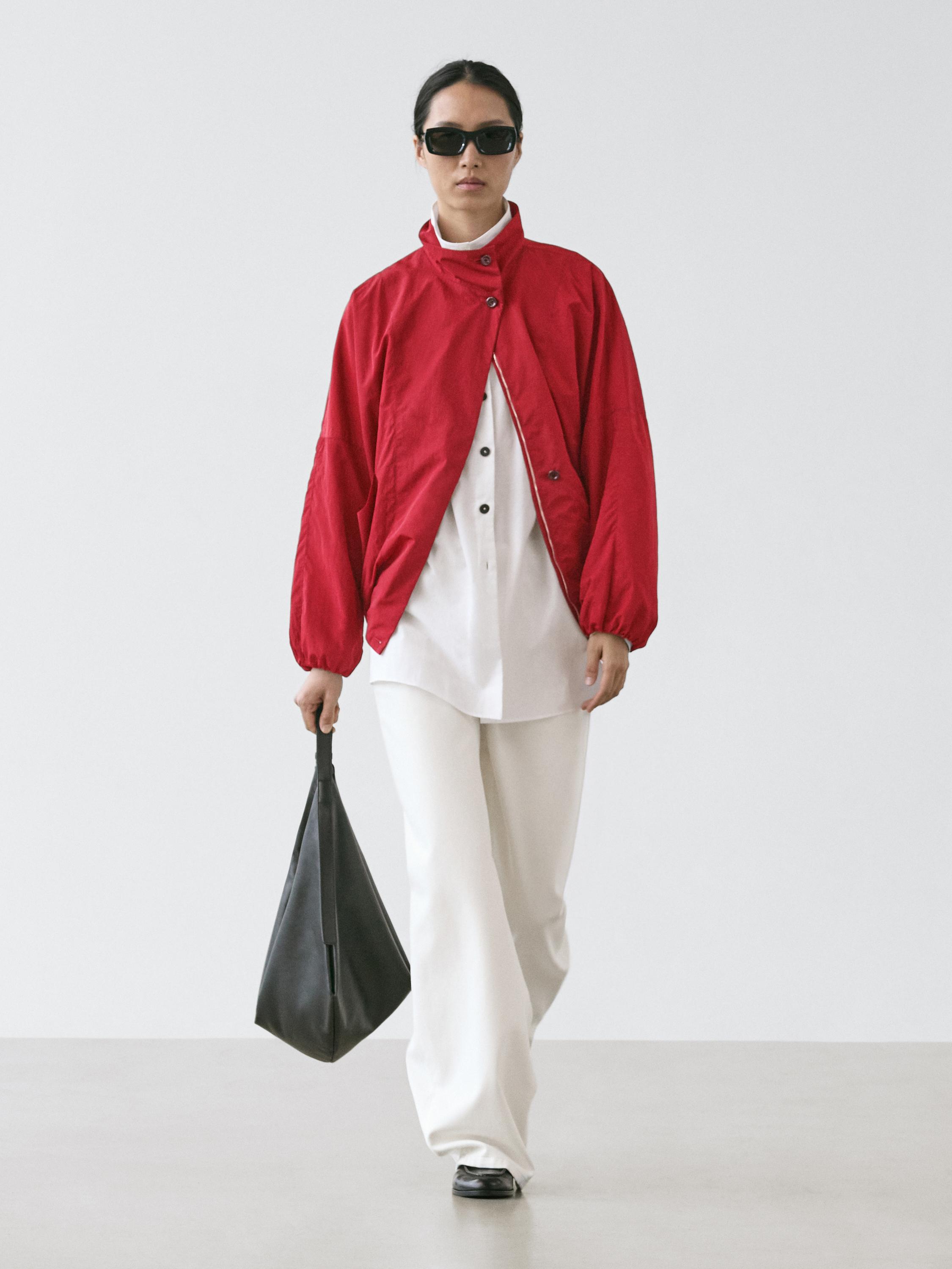 Veste bomber bouffante à col montant